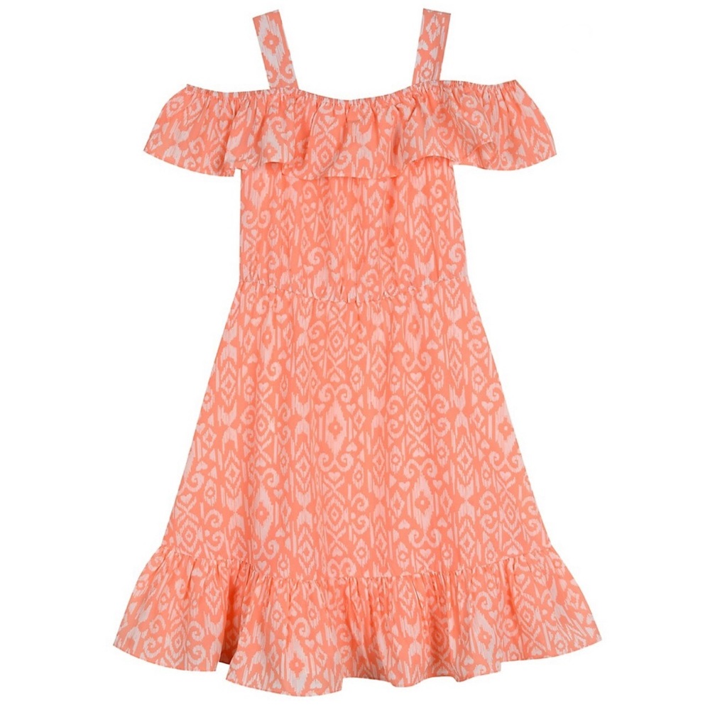 Pastourelle Girl's Printed Off-The-Shoulder Dress